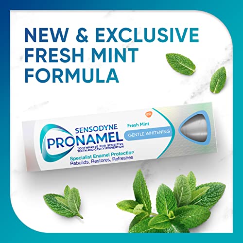 Sensodyne Pronamel Gentle Teeth Whitening Enamel Toothpaste for Sensitive Teeth, to Reharden and Strengthen Enamel, Amazon Exclusive, Fresh Mint - 4 Ounces (Pack of 3)-UPStoxs