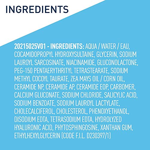 CeraVe SA Cleanser | Salicylic Acid Cleanser with Hyaluronic Acid, Niacinamide & Ceramides| BHA Exfoliant for Face | Fragrance Free Non-Comedogenic | 16 Ounce-UPStoxs