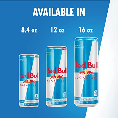 Red Bull Sugar Free Energy Drink with 80mg Caffeine plus Taurine & B Vitamins, 8.4 Fl Oz, 6 Packs of 4 Cans (Pack of 24)-UPStoxs