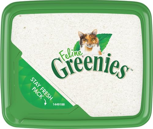 Greenies Feline Adult Natural Dental Care Cat Treats, Catnip Flavor, 9.75 oz. Tub-UPStoxs