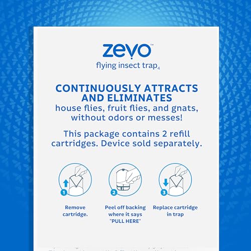 ZEVO Flying Insect Refills for Indoor Light Trap: 4 Light Trap Refill Cartridges Capture Fruit Flies, Gnats and Houseflies (4 Cartridges)-UPStoxs