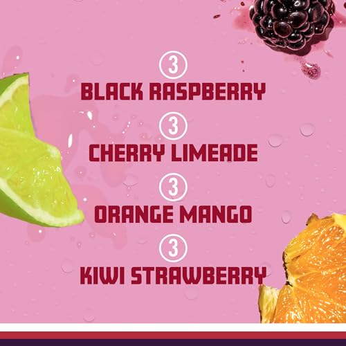 Sparkling Ice Purple Variety Pack, Flavored Water, Zero Sugar, with Vitamins and Antioxidants, 17 fl oz, 12 count (Black Raspberry, Cherry Limeade, Orange Mango, Kiwi Strawberry)-UPStoxs
