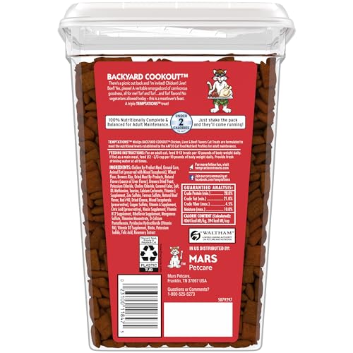 Temptations MixUps Backyard Cookout Flavor Crunchy and Soft Cat Treats, 30 oz. Tub-UPStoxs