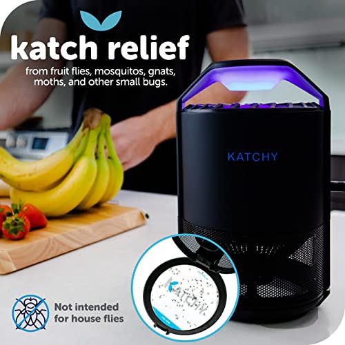 Katchy Indoor Insect Trap - Catcher & Killer for Mosquitos, Gnats, Moths, Fruit Flies - Non-Zapper Traps for Inside Your Home - Catch Insects Indoors with Suction, Bug Light & Sticky Glue (Black)-UPStoxs