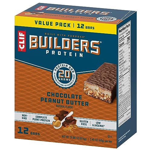 CLIF Builders - Chocolate Peanut Butter Flavor - Protein Bars - Gluten-Free - Non-GMO - Low Glycemic - 20g Protein - 2.4 oz.-UPStoxs