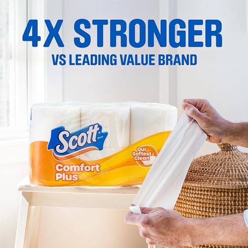 Scott ComfortPlus Toilet Paper, 12 Double Rolls, 231 Sheets per Roll, Septic-Safe, 1-Ply Toilet Tissue-UPStoxs