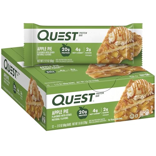 Quest Nutrition Apple Pie Protein Bar, 20g Protein, 4g Net Carbs, 2g Sugar, Gluten Free, Keto Friendly, 12 Count-UPStoxs