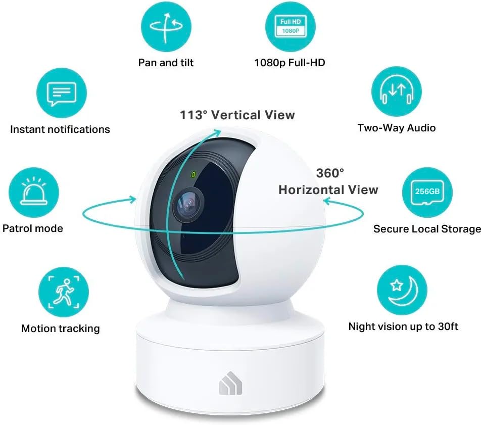 Kasa Indoor Pan/Tilt Smart Security Camera, 1080p HD Dog-Camera,2.4GHz with Night Vision,Motion Detection for Baby and Pet Monitor, Cloud & SD Card Storage, Works with Alexa& Google Home (EC70), White-UPStoxs