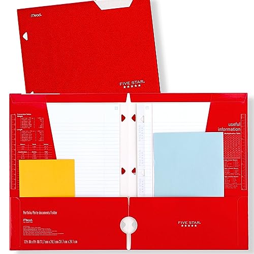 Five Star 4-Pocket Folders, 6 Count (Pack of 1), Fits 3-Ring Binders, Holds 11" x 8-1/2", Assorted Trend Colors (38056)-UPStoxs