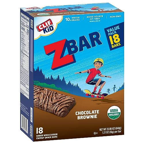 CLIF Kid Zbar - Chocolate Brownie - Soft Baked Whole Grain Snack Bars - USDA Organic - Non-GMO - Plant-Based - 1.27 oz. (18 Pack)-UPStoxs