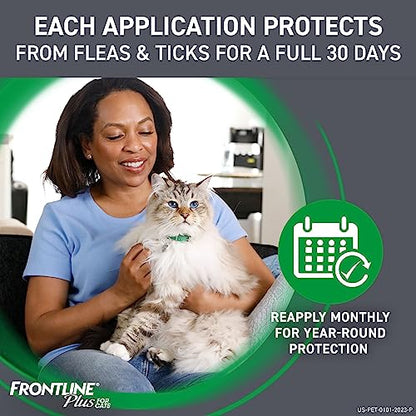 Frontline Plus Flea and Tick Treatment for Cats Over 1.5 lbs. 3 Treatments-UPStoxs
