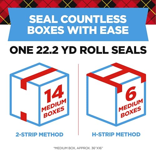 Scotch Heavy Duty Shipping and Moving Packing Tape, Clear, Packing and Moving Supplies, 1.88 in. x 22.2 yd., 6 Tape Rolls with Dispensers-UPStoxs