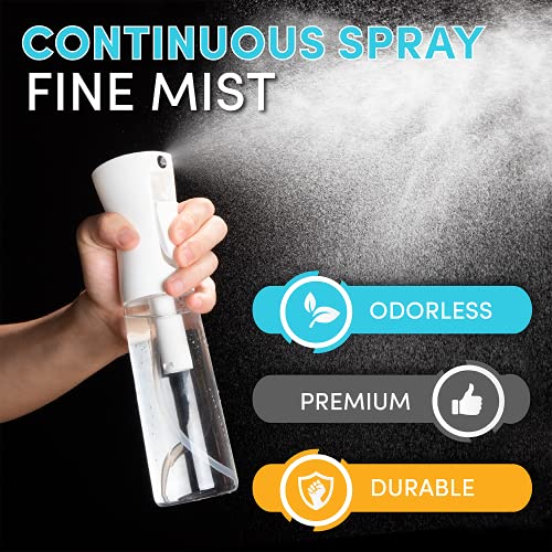 Hula Home Spray Bottle for Hair (10.1oz/300ml) - Continuous Empty Ultra Fine Plastic Water Mist Sprayer – For Hairstyling, Cleaning, Salons, Plants, Essential Oil Scents & More - White-UPStoxs