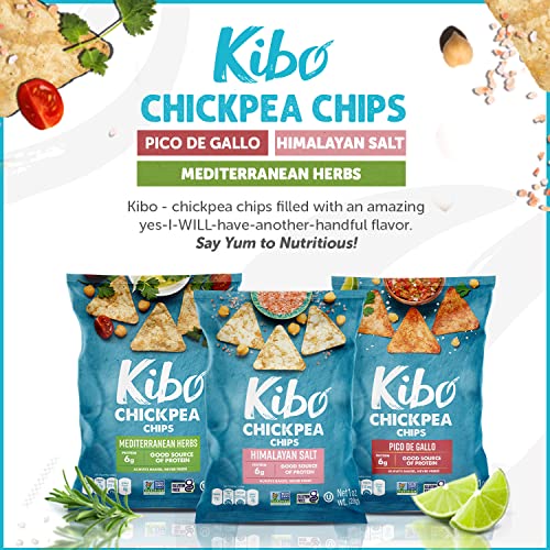 Kibo Chickpea Chips - High Protein/Fiber, Plant-Based, Cert. Gluten Free, Non-GMO, Vegan, Kosher, 3 Flavor Variety Pack, 1oz 12 pk-UPStoxs