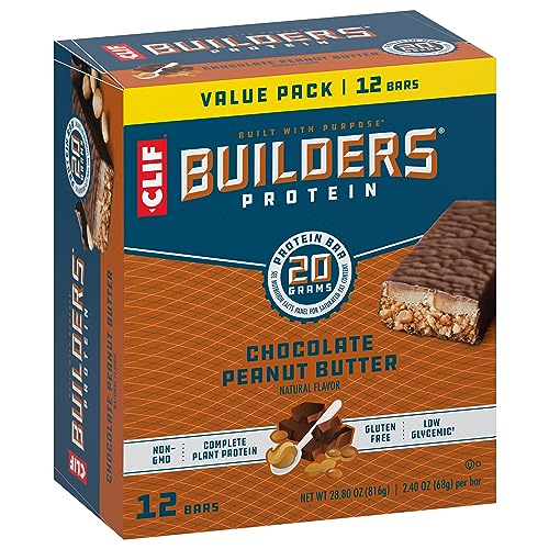 CLIF Builders - Chocolate Peanut Butter Flavor - Protein Bars - Gluten-Free - Non-GMO - Low Glycemic - 20g Protein - 2.4 oz.-UPStoxs