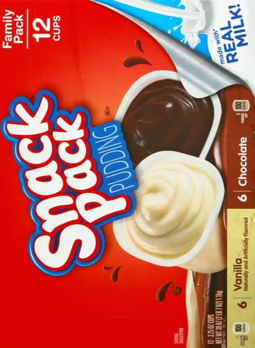 Snack Pack Chocolate and Vanilla Flavored Pudding Cups Family Pack, 12 Count Pudding Cups (1 Pack)-UPStoxs