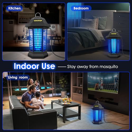 GOOTOP Bug Zapper Outdoor, Mosquito Zapper Outdoor, Electric Fly Zapper,Fly Traps, Mosquito Killer, 3 Prong Plug,Flying Insects Zapper Outdoor 90-130V, ABS Plastic Outer (Black)-UPStoxs
