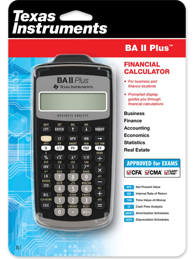 Texas Instruments BA II Plus Financial Calculator, Black Medium-UPStoxs