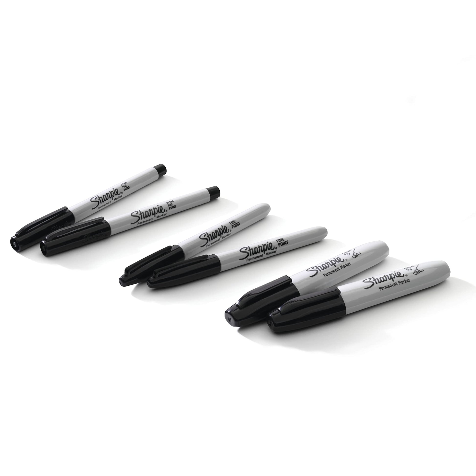 Sharpie Permanent Markers Variety Pack, Featuring Ultra-Fine, Chisel Tip, And Fine Tip Marker Set, Writing And Poster Markers, Black, 6 Count-UPStoxs