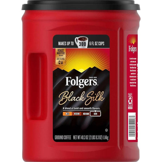 Folgers Dark Roast Ground Coffee, Black Silk, 40.3 oz.-UPStoxs