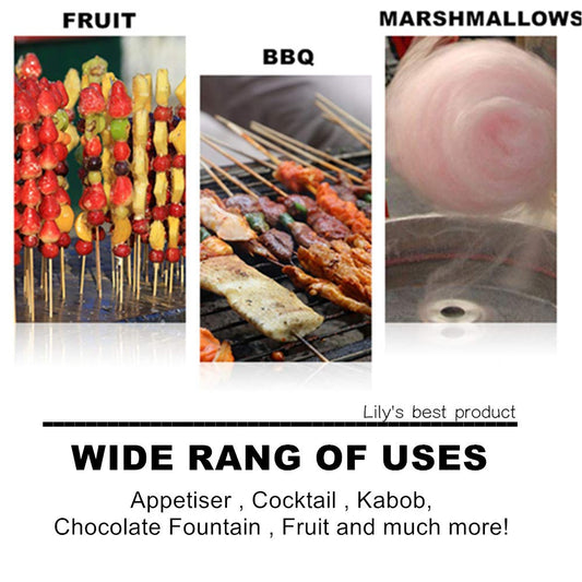 HOPELF 12" Natural Bamboo Skewers for BBQ，Appetiser，Fruit，Cocktail，Kabob，Chocolate Fountain，Grilling，Barbecue，Kitchen，Crafting and Party. Φ=4mm, More Size Choices 6"/8"/10"/14"/16"/30"(100 PCS)-UPStoxs