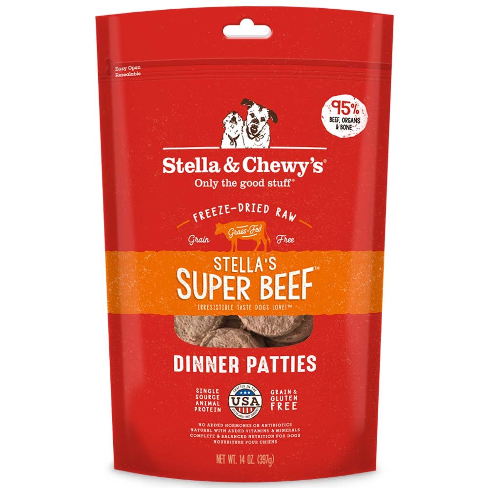 Stella & Chewy's Freeze Dried Raw Dinner Patties – Grain Free Dog Food, Protein Rich Stella’s Super Beef Recipe – 14 oz Bag-UPStoxs