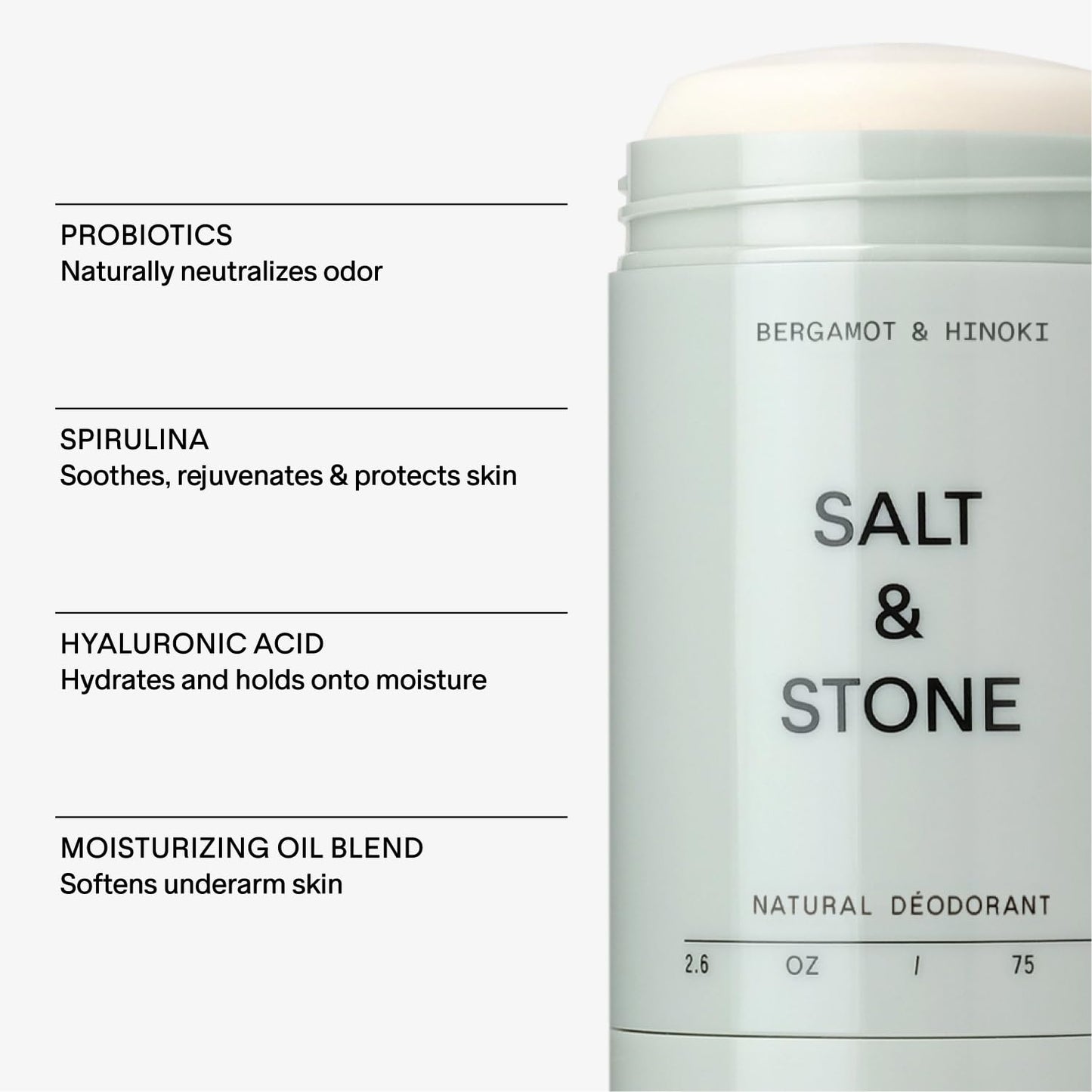 SALT & STONE Natural Aluminum-Free Deodorant with Bergamot & Hinoki - For Men & Women-UPStoxs