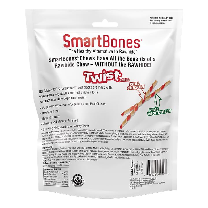 SmartBones Smart Twist Sticks, Rawhide Free Dog Chew Sticks, Made With Real Chicken, 50 Sticks (Pack of 1)-UPStoxs