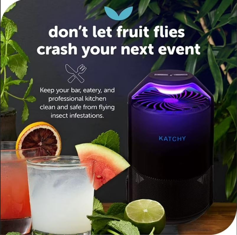 Katchy Indoor Insect Trap - Catcher & Killer for Mosquitos, Gnats, Moths, Fruit Flies - Non-Zapper Traps for Inside Your Home - Catch Insects Indoors with Suction, Bug Light & Sticky Glue (Black)-UPStoxs