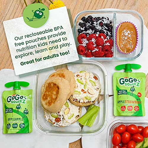 GoGo squeeZ Fruit on the Go Variety Pack, Apple, Banana & Strawberry, 3.2 oz (Pack of 20), Unsweetened Snacks for Kids, Gluten Free, Nut and Dairy Free, Recloseable Cap, BPA Free Pouches-UPStoxs
