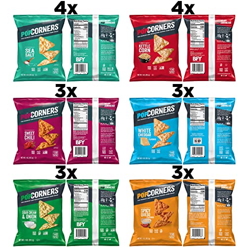 PopCorners Popped Corn Snacks, Sampler Pack, 1 Ounce (Pack of 20) (Packaging May Vary)-UPStoxs