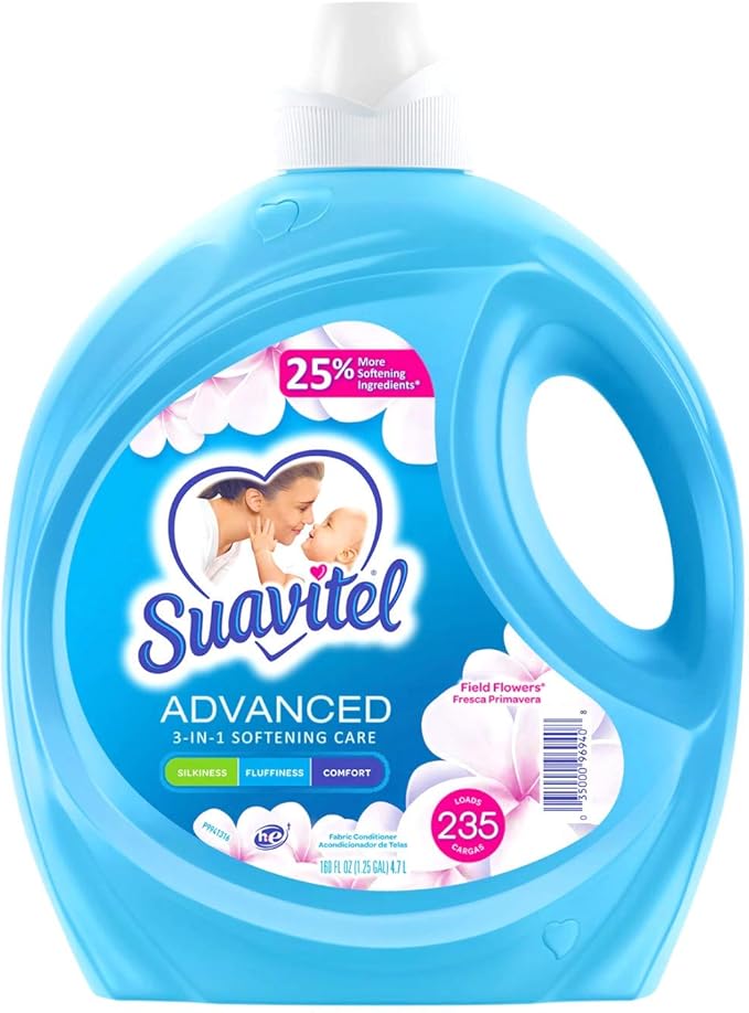 Suavitel Advanced Liquid Fabric Softener, Field Flowers Scent, 160 fl. oz., 235 loads
