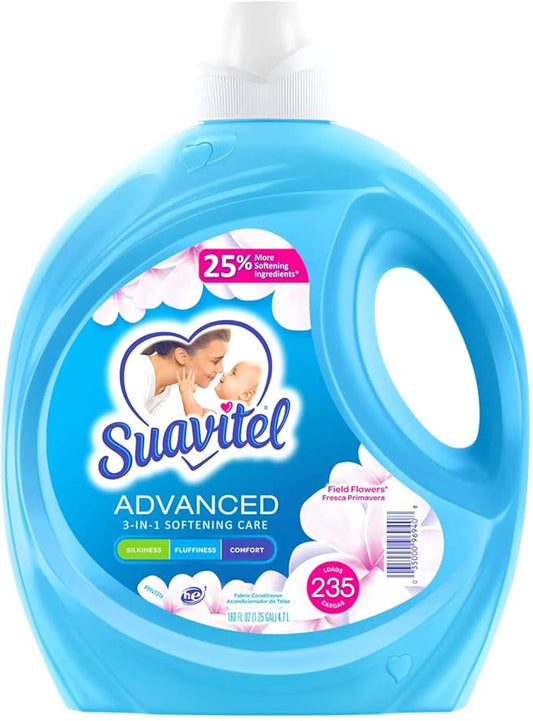 Suavitel Advanced Liquid Fabric Softener, Field Flowers Scent, 160 fl. oz., 235 loads