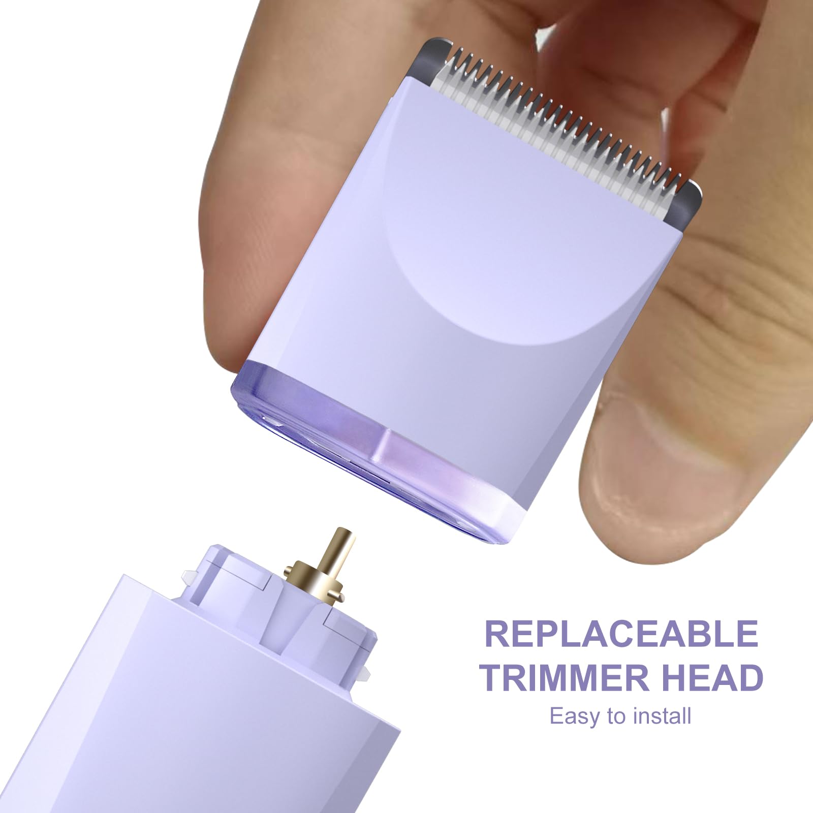 OLOV Bikini Trimmer for Women - Wet/Dry Electric Body Shaver Groomer, Replaceable Ceramic Blade Heads, Face Hair Remover Head & USB Recharge Dock, Waterproof Hygiene Razor, Purple-UPStoxs