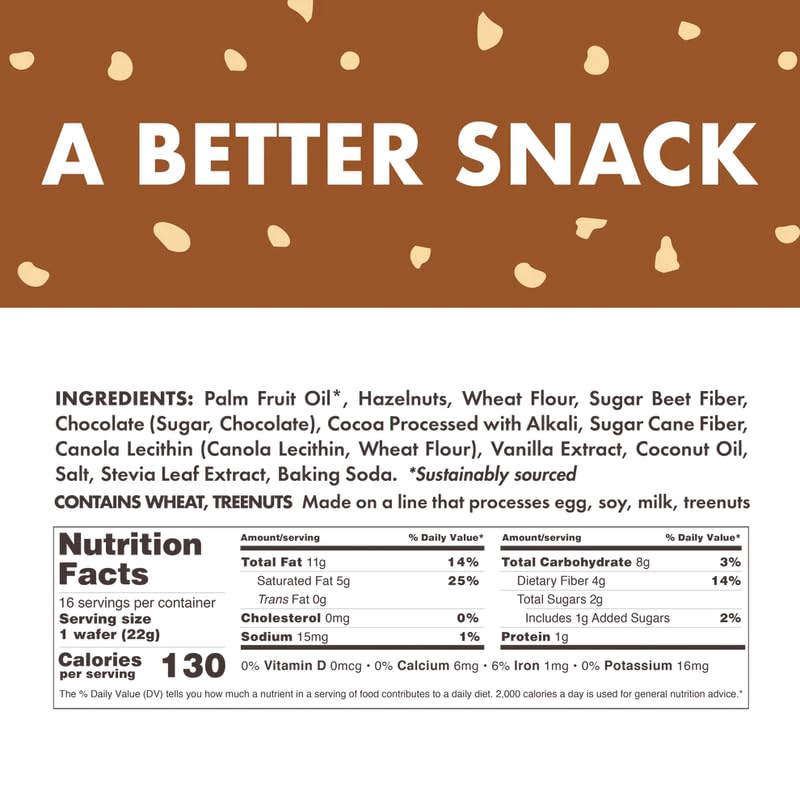Rip Van Chocolate Hazelnut Wafer Cookies, Keto, Non-GMO, Healthy Snacks, Low Carb & Low Sugar (2g), Low Calorie, Vegan, 16 Count-UPStoxs