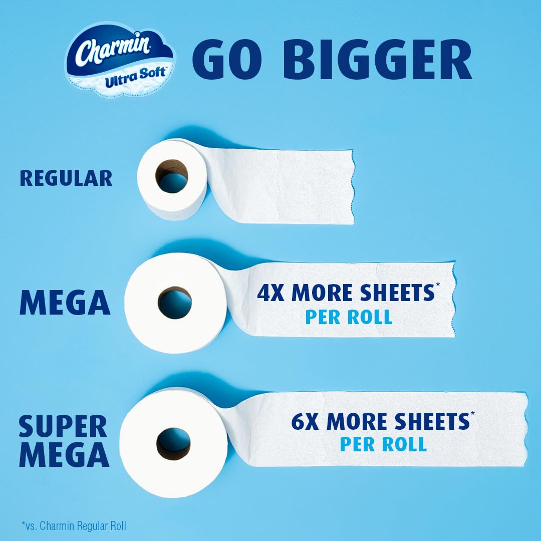 Charmin Ultra Soft Toilet Paper 18 Super Mega Rolls = 108 Regular Rolls-UPStoxs