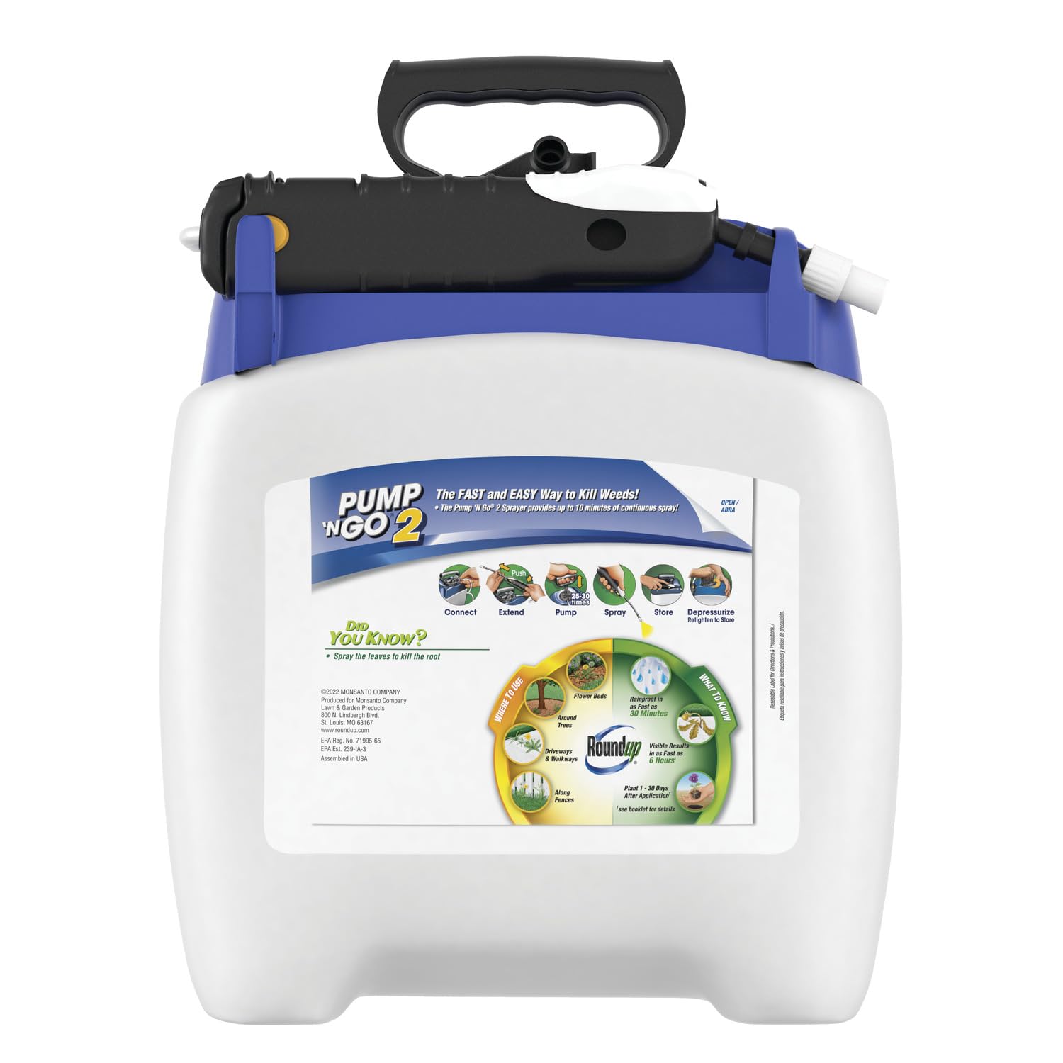 Roundup Weed & Grass Killer₄ with Pump 'N Go 2 Sprayer, Use In and Around Flower Beds, Trees & More, 1.33 gal.-UPStoxs