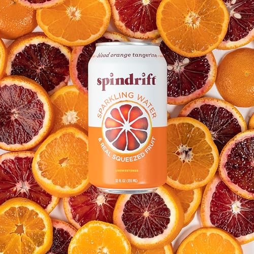 Spindrift Sparkling Water, Blood Orange Tangerine Flavored, Made with Real Squeezed Fruit, 12 Fl Oz Cans, Pack of 24 (Only 12 Calories per Can)-UPStoxs