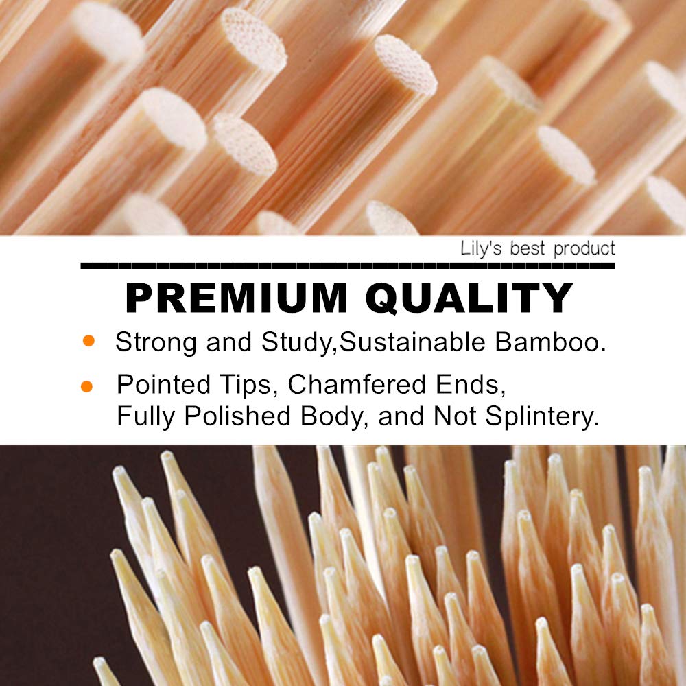 HOPELF 12" Natural Bamboo Skewers for BBQ，Appetiser，Fruit，Cocktail，Kabob，Chocolate Fountain，Grilling，Barbecue，Kitchen，Crafting and Party. Φ=4mm, More Size Choices 6"/8"/10"/14"/16"/30"(100 PCS)-UPStoxs