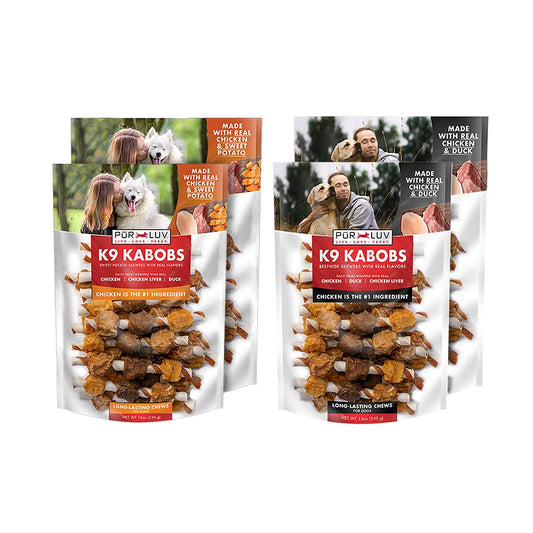 Pur Luv K9 Kabob Real Chicken, Duck, and Sweet Potato Dog Treats, Made with Real Chicken and Sweet Potato, Healthy, Easily Digestible, Long Lasting, and High Protein Dog Treat, 48 oz-UPStoxs