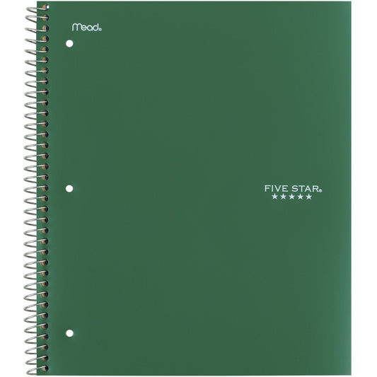 Five Star Spiral Notebook + Study App, 5 Subject, College Ruled Paper, Fights Ink Bleed, Water Resistant Cover, 8-1/2" x 11", 200 Sheets, Green (72079)-UPStoxs