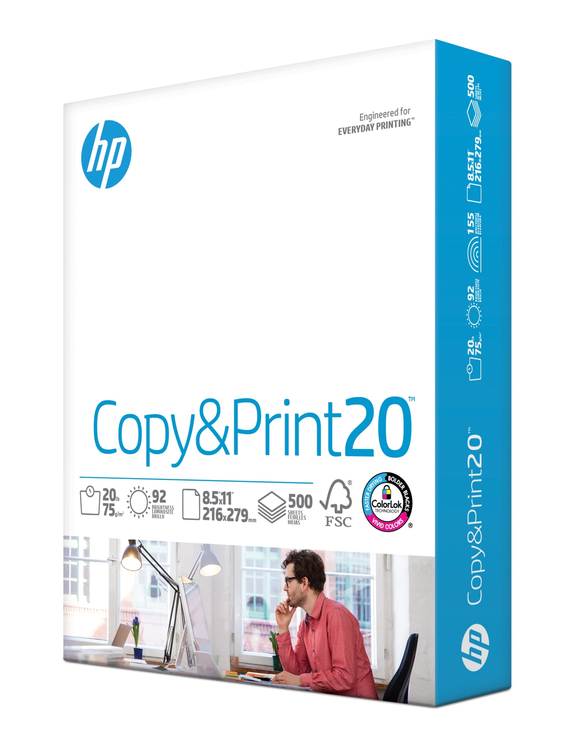 HP Printer Paper | 8.5 x 11 Paper | Copy &Print 20 lb | 1 Ream Case - 500 Sheets| 92 Bright | Made in USA - FSC Certified | 200060-UPStoxs