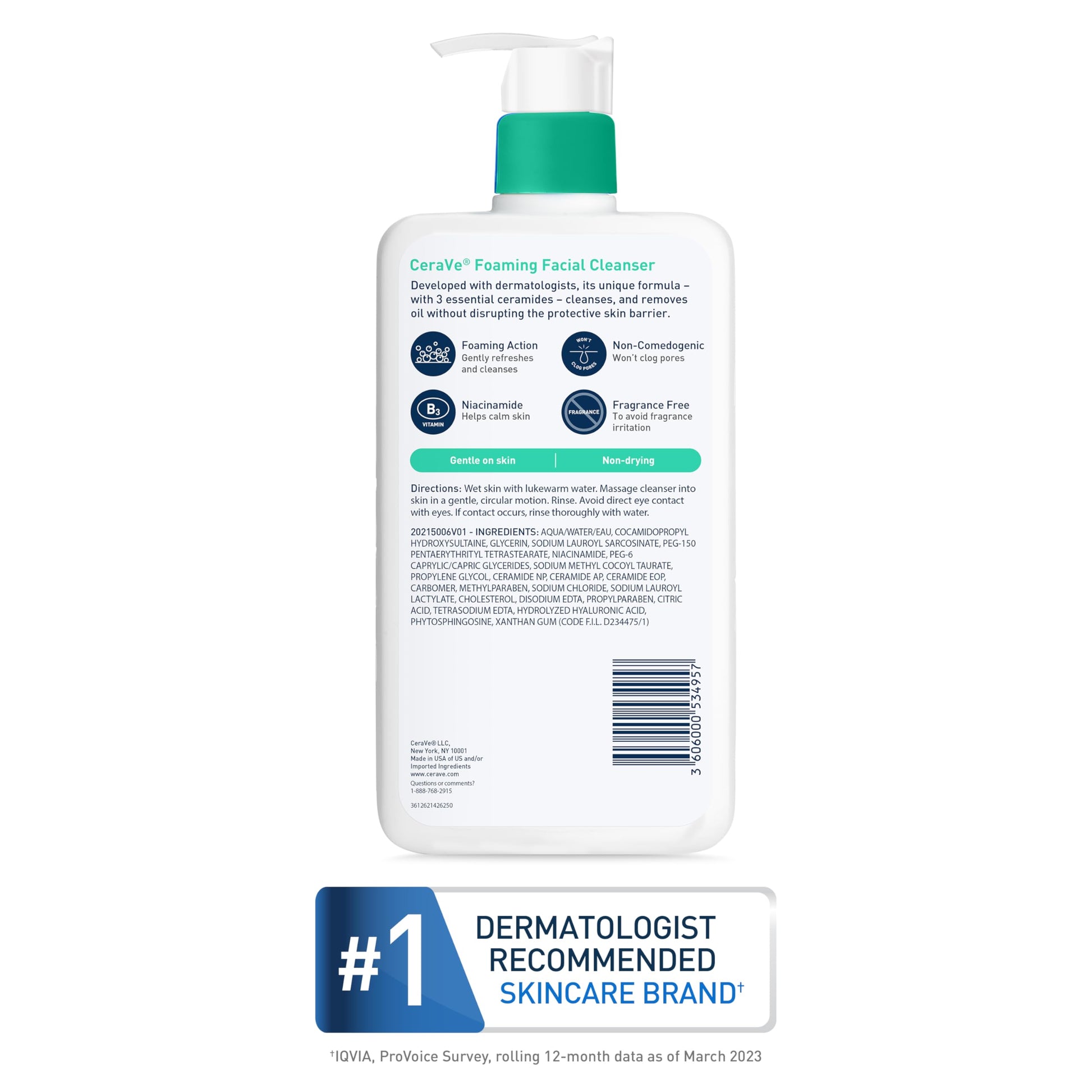 CeraVe Foaming Facial Cleanser | Daily Face Wash for Oily Skin with Hyaluronic Acid, Ceramides, and Niacinamide| Fragrance Free | 16 Fluid Ounce-UPStoxs