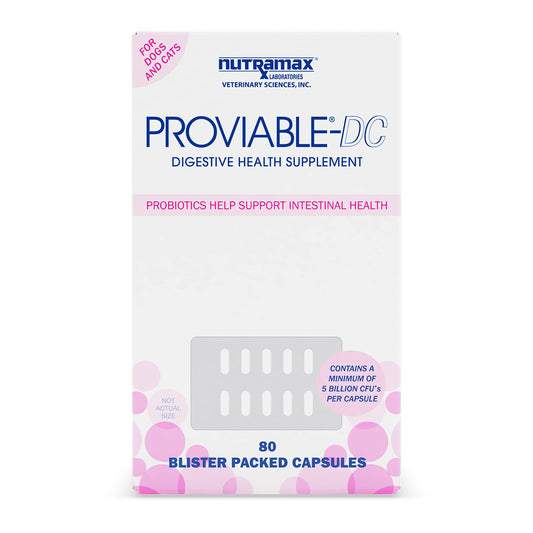 Proviable Digestive Health Supplement Multi-Strain Probiotics and Prebiotics for Cats and Dogs - with 7 Strains of Bacteria, 80 Capsules-UPStoxs