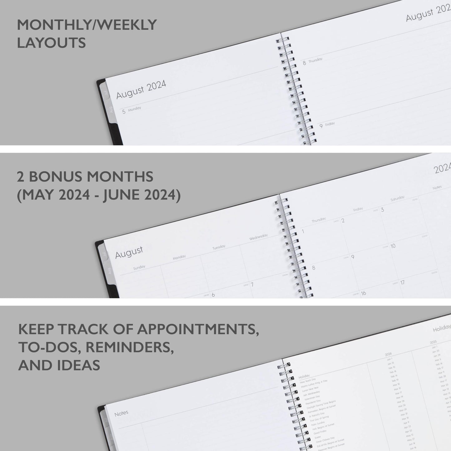 Blue Sky 2024-2025 Academic Year Weekly and Monthly Planner, 8.5" x 11", Flexible Cover, Wirebound, Enterprise (150144)-UPStoxs
