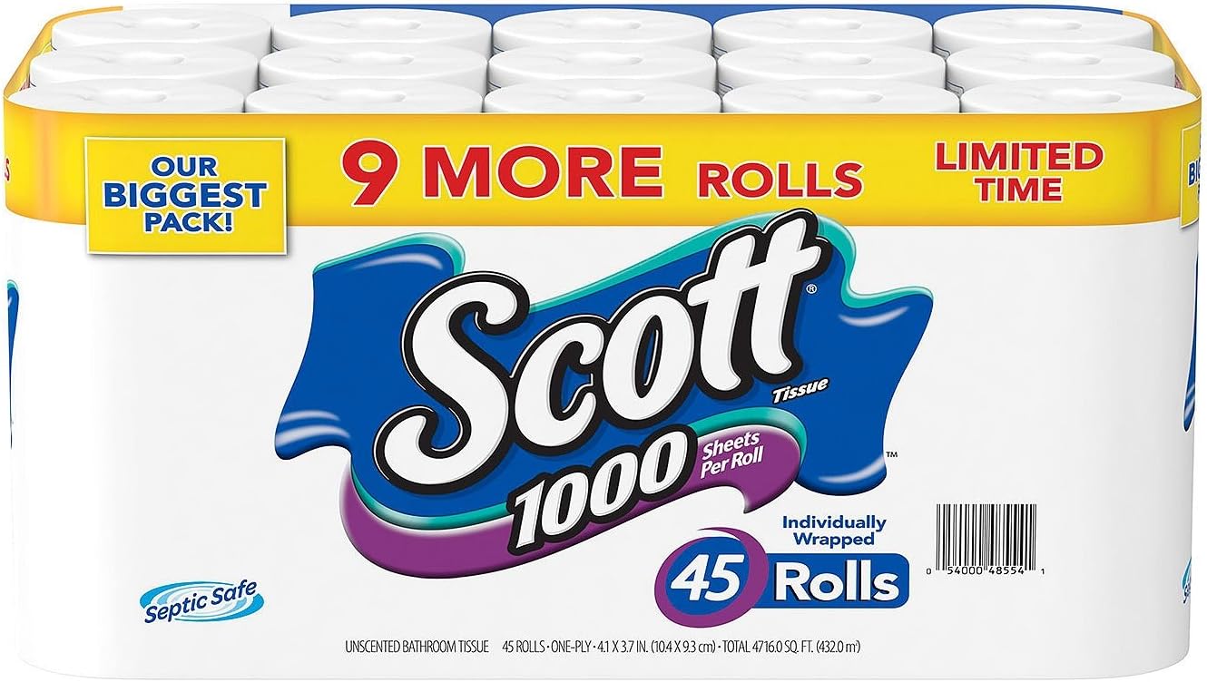 Scott 1000 Toilet Paper 1,000 sheets/roll, 45 rolls