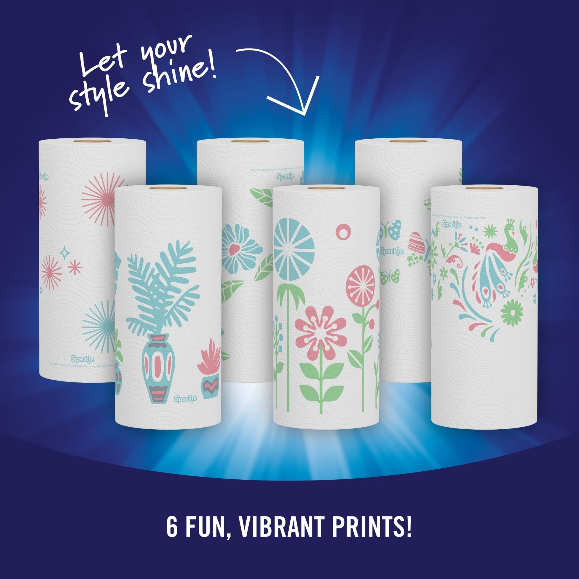 Sparkle Pick-A-Size Paper Towels, Spirited Prints, 6 Double Rolls = 12 Regular Rolls, Everyday Value Paper Towel With Full And Half Sheets-UPStoxs