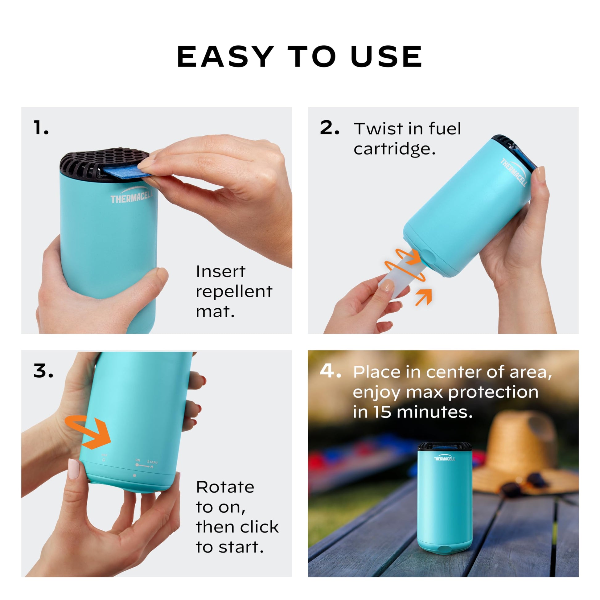 Thermacell Patio Shield Mosquito Repeller, Blue; Highly Effective Mosquito Repellent for Patio; No Candles or Flames, DEET-Free, Scent-Free, Bug Spray Alternative; Includes 12-Hour Refill-UPStoxs