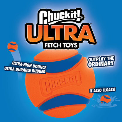 Chuckit Ultra Ball Dog Toy, Medium (2.5 Inch Diameter) Pack of 4, for Breeds 20-60 Lbs-UPStoxs