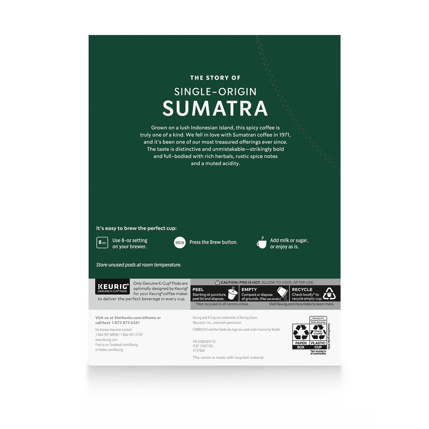 Starbucks K-Cup Coffee Pods, Dark Roast Coffee, Sumatra for Keurig Brewers, 100% Arabica, 4 boxes (96 pods total)-UPStoxs